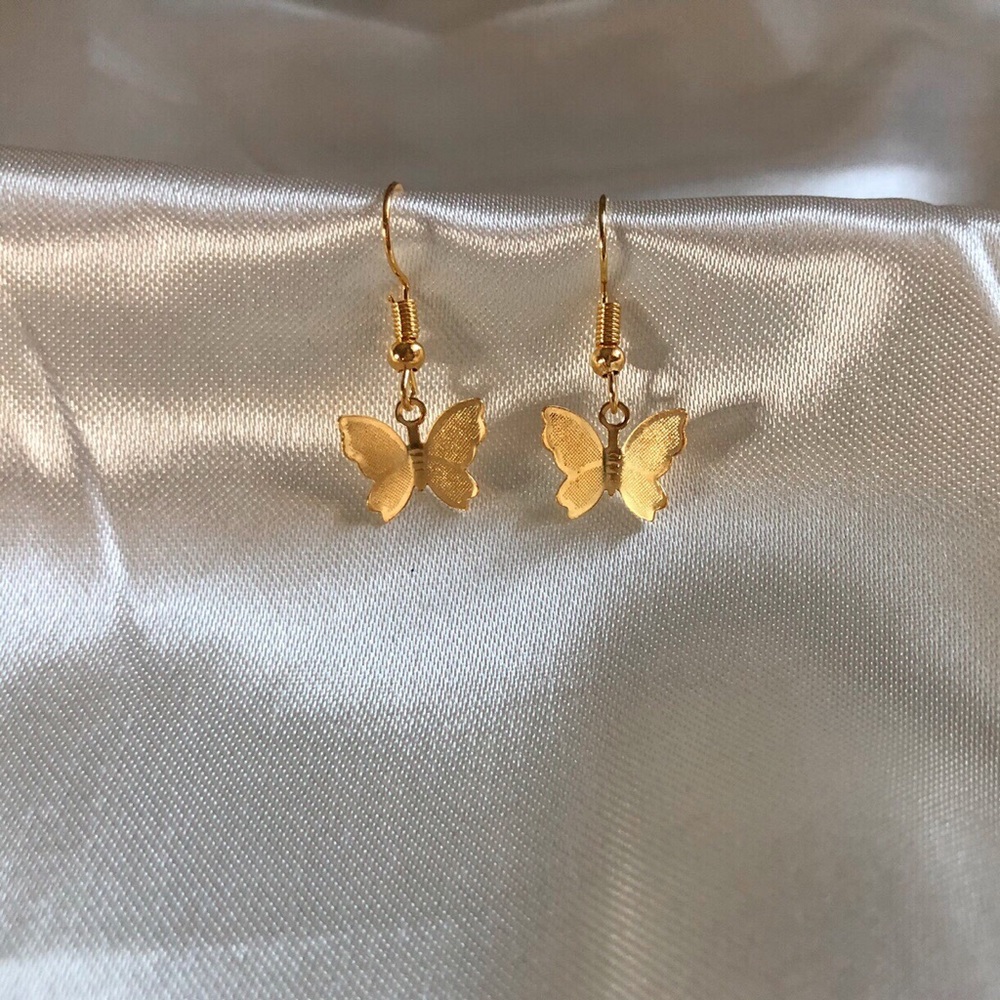 Gold Butterfly Drop Earrings
